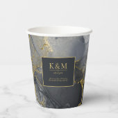 Moody Ink Charcoal Gold Abstract ID988 Papieren Bekers (Achterkant)