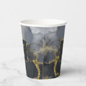 Moody Ink Charcoal Gold Abstract ID988 Papieren Bekers (Rechts)