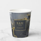 Moody Ink Charcoal Gold Abstract ID988 Papieren Bekers (Voorkant)