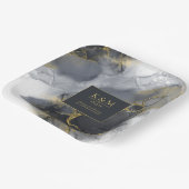 Moody Ink Charcoal Gold Abstract ID988 Papieren Bordje (Gebogen)