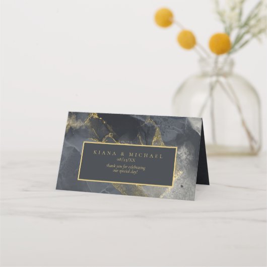 Moody Ink Charcoal Gold Abstract ID988 Plaatskaartje (Achterkant)