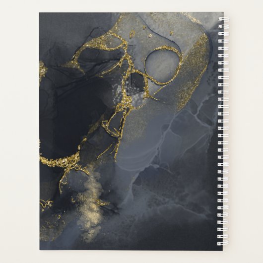 Moody Ink Charcoal Gold Abstract ID988 Planner (Achterkant)