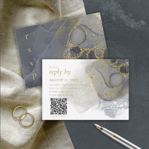 Moody Ink Charcoal Gold Abstract ID988 RSVP Kaartje