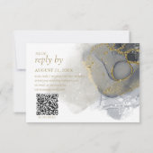 Moody Ink Charcoal Gold Abstract ID988 RSVP Kaartje (Achterkant)