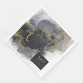 Moody Ink Charcoal Gold Abstract ID988 Servet (Hoek)