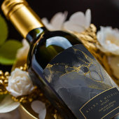 Moody Ink Charcoal Gold Abstract ID988 Wijn Etiket