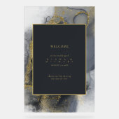 Moody Ink Charcoal Gold Abstract Welkom ID988 Acryl Bord (Voorkant)