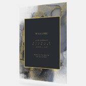 Moody Ink Charcoal Gold Abstract Welkom ID988 Acryl Bord (Hoek)