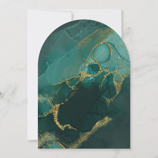 Moody Ink Emerald Gold Abstract Arch ID988 Kaart (Achterkant)