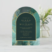 Moody Ink Emerald Gold Abstract Arch ID988 Kaart (Staand voorkant)
