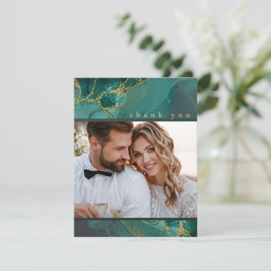 Moody Ink Emerald Gold Abstract Bedankt ID988 (Staand voorkant)