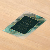 Moody Ink Emerald Gold Abstract ID988 Acryl Uitnodigingen (Laagn)