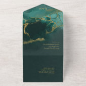 Moody Ink Emerald Gold Abstract ID988 All In One Uitnodiging (Buitenkant)