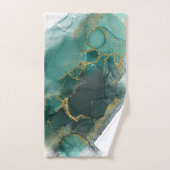 Moody Ink Emerald Gold Abstract ID988 Bad Handdoek (Handdoek)