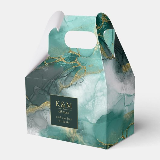 Moody Ink Emerald Gold Abstract ID988 Bedankdoosjes (Voorkant Zijde)