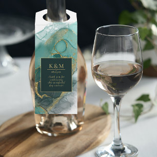 Moody Ink Emerald Gold Abstract ID988 Flessenhanger