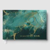 Moody Ink Emerald Gold Abstract ID988 Gastenboek (Voorkant)