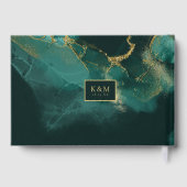 Moody Ink Emerald Gold Abstract ID988 Gastenboek (Achterkant)
