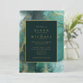 Moody Ink Emerald Gold Abstract ID988 Kaart (Staand voorkant)