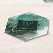 Moody Ink Emerald Gold Abstract ID988 Kartonnen Onderzetters (Schuin)