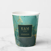Moody Ink Emerald Gold Abstract ID988 Papieren Bekers (Achterkant)