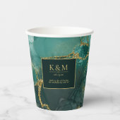 Moody Ink Emerald Gold Abstract ID988 Papieren Bekers (Voorkant)