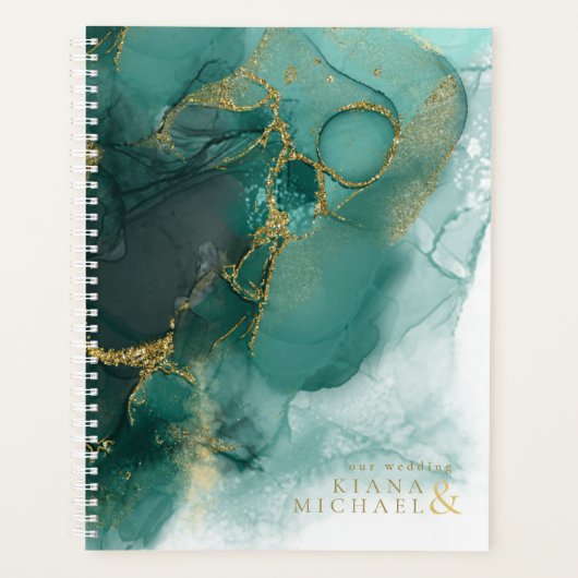Moody Ink Emerald Gold Abstract ID988 Planner (Voorkant)