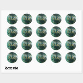 Moody Ink Emerald Gold Abstract ID988 Ronde Sticker (Vel)