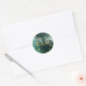 Moody Ink Emerald Gold Abstract ID988 Ronde Sticker (Envelop)