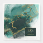 Moody Ink Emerald Gold Abstract ID988 Servet (Voorkant)