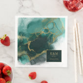 Moody Ink Emerald Gold Abstract ID988 Servet (Insitu)