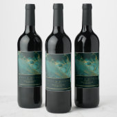 Moody Ink Emerald Gold Abstract ID988 Wijn Etiket (Flessen)