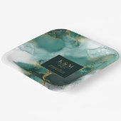 Moody Ink Emerald Gold Abstract Lt ID988 Papieren Bordje (Gebogen)