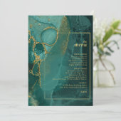 Moody Ink Emerald Gold Abstract Menu ID988 (Staand voorkant)