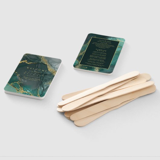 Moody Ink Emerald Gold Abstract Programma ID988 Handwaaier (Niet-gemonteerd)