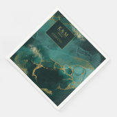 Moody Ink Emerald Gold Abstract V2 ID988 Servet (Hoek)