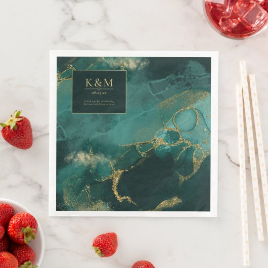 Moody Ink Emerald Gold Abstract V2 ID988 Servet (Insitu)