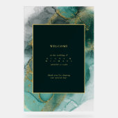 Moody Ink Emerald Gold Abstract Welkom ID988 Acryl Bord (Voorkant)