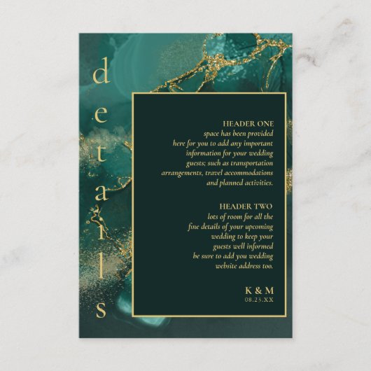 Moody Ink Emerald Gold Abstracte Details ID988 Informatiekaartje (Voorkant)