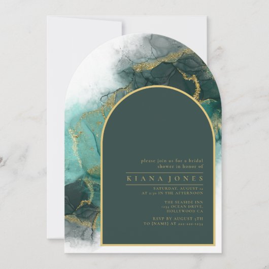 Moody Ink Emerald Gold Vrijgezellenfeest Arch ID98 Kaart (Voorkant)