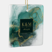 Moody Ink Emerald Goud Abstract Blk ID988 Keramisch Ornament (Rechts)