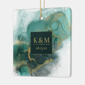 Moody Ink Emerald Goud Abstract Blk ID988 Keramisch Ornament (Links)
