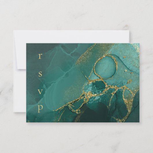 Moody Ink Emerald Goud Abstract ID988 RSVP Kaartje (Voorkant)