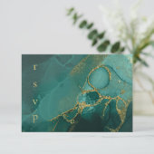 Moody Ink Emerald Goud Abstract ID988 RSVP Kaartje (Staand voorkant)