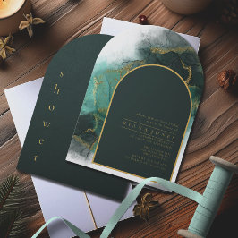 Moody Ink Emerald Goud Bruiloftsfeest Boog ID988 Kaart