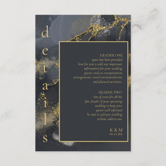 Moody Ink Houtskool Goud Abstracte Details ID988 Informatiekaartje (Voorkant)