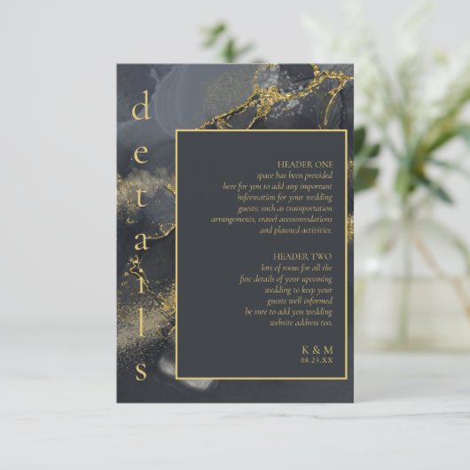 Moody Ink Houtskool Goud Abstracte Details ID988 Informatiekaartje (Staand voorkant)