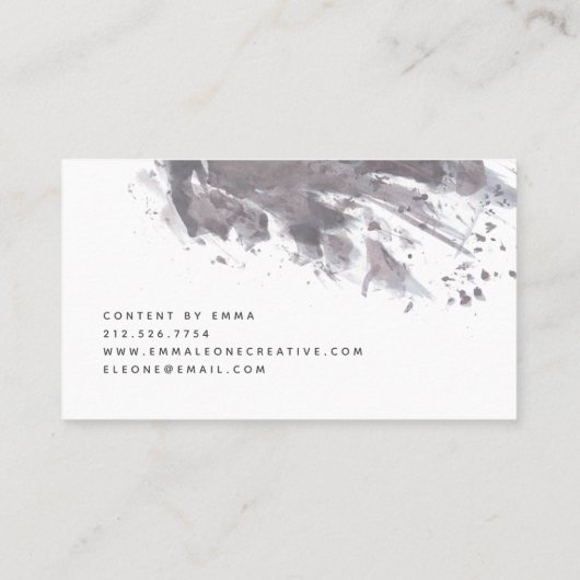 Moody Ink | Moderne, donkere houtskool, grijs en w Visitekaartje (Achterkant)