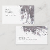 Moody Ink | Moderne, donkere houtskool, grijs en w Visitekaartje (Voorkant / Achterkant)