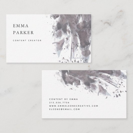 Moody Ink | Moderne, donkere houtskool, grijs en w Visitekaartje (Voorkant / Achterkant)